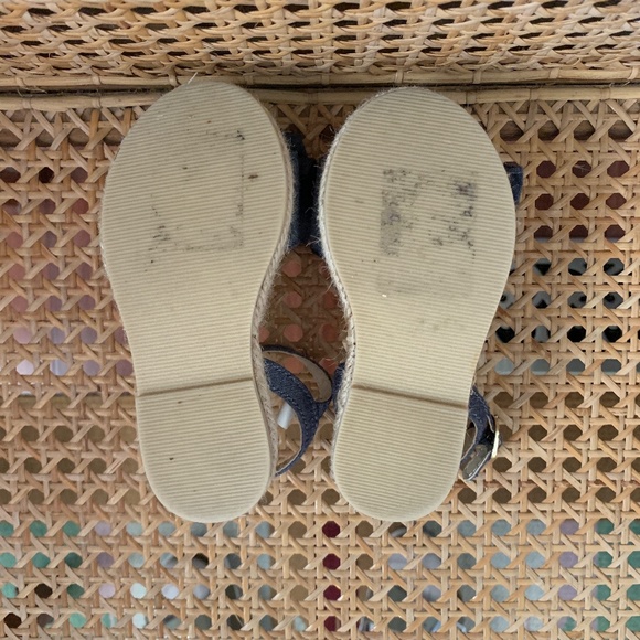 Janie and Jack Toddler Girls Navy Denim Bow Sandals Espadrilles 6 - Picture 3 of 4